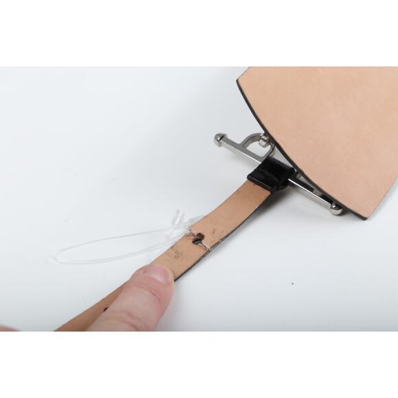 Vintage Set of 2 Black Patent Leather Wide Belts Silver Studded Chain Punk M 85 - Picture 12 of 16